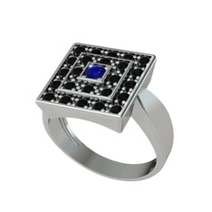 Daria Yüzük - Lab safir ve siyah zirkon 8 ayar beyaz altın yüzük #1a2j4xj