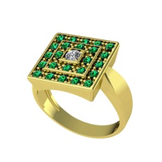 Daria Yüzük - Pırlanta ve yeşil kuvars 14 ayar altın yüzük (0.11 karat) #1a2sfvj