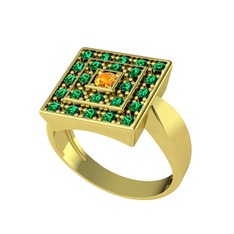 Daria Yüzük - Sitrin ve yeşil kuvars 18 ayar altın yüzük #1asdun5