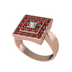 Swarovski ve garnet 14 ayar rose altın yüzük