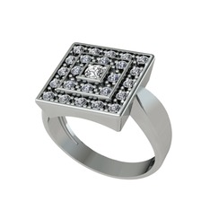 Daria Yüzük - Swarovski ve pırlanta 14 ayar beyaz altın yüzük (0.48 karat) #1csjr3m