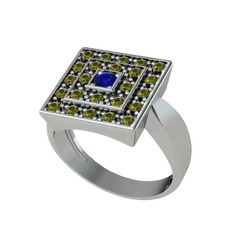 Daria Yüzük - Lab safir ve peridot 14 ayar beyaz altın yüzük #1ihkb2w