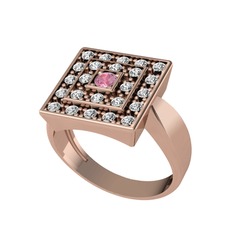 Daria Yüzük - Pembe kuvars ve swarovski 8 ayar rose altın yüzük #1j7fv8a