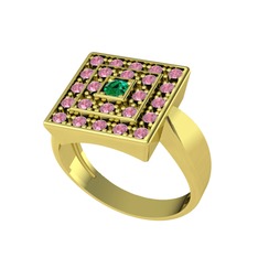 Daria Yüzük - Yeşil kuvars ve pembe kuvars 18 ayar altın yüzük #1lhj2kj