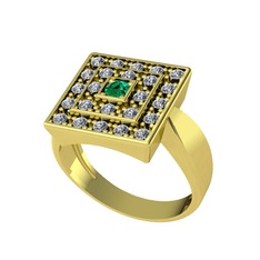 Daria Yüzük - Yeşil kuvars ve pırlanta 925 ayar altın kaplama gümüş yüzük (0.48 karat) #1llqeas