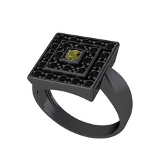 Daria Yüzük - Peridot ve siyah zirkon 925 ayar siyah rodyum kaplama gümüş yüzük #1ooq3w1