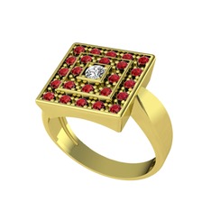 Daria Yüzük - Beyaz zirkon ve garnet 14 ayar altın yüzük #1pnuh7g