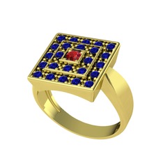 Garnet ve lab safir 8 ayar altın yüzük