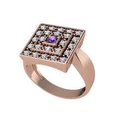 Daria Yüzük - Ametist ve swarovski 14 ayar rose altın yüzük #1q5239m