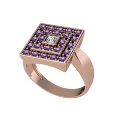 Daria Yüzük - Swarovski ve ametist 8 ayar rose altın yüzük #1u3sk0m