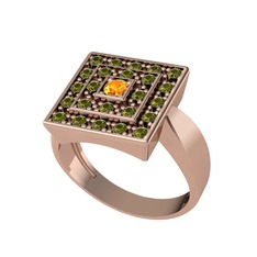 Sitrin ve peridot 18 ayar rose altın yüzük