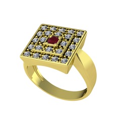 Daria Yüzük - Kök yakut ve pırlanta 925 ayar altın kaplama gümüş yüzük (0.48 karat) #1umsr8f