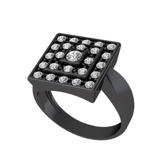 Daria Yüzük - Beyaz zirkon ve swarovski 925 ayar siyah rodyum kaplama gümüş yüzük #1ur9w1j