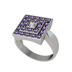 Daria Yüzük - Beyaz zirkon ve ametist 925 ayar gümüş yüzük #1w6x55u