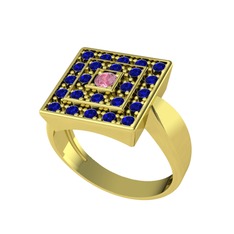 Daria Yüzük - Pembe kuvars ve lab safir 18 ayar altın yüzük #1x5298o