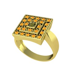 Peridot ve sitrin 8 ayar altın yüzük