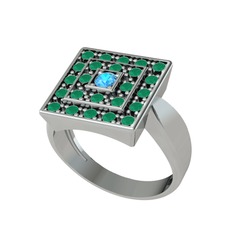 Daria Yüzük - Akuamarin ve kök zümrüt 925 ayar gümüş yüzük #1xj3v82