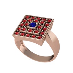 Lab safir ve garnet 18 ayar rose altın yüzük
