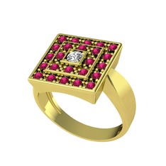 Daria Yüzük - Swarovski ve rodolit garnet 18 ayar altın yüzük #1yopagm