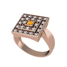 Daria Yüzük - Sitrin ve swarovski 8 ayar rose altın yüzük #2xt4o9