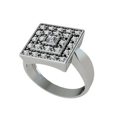 Pırlanta ve swarovski 18 ayar beyaz altın yüzük (0.11 karat)