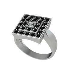 Daria Yüzük - Pırlanta ve siyah zirkon 8 ayar beyaz altın yüzük (0.11 karat) #3fydu6