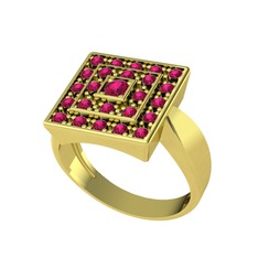 Rodolit garnet 18 ayar altın yüzük
