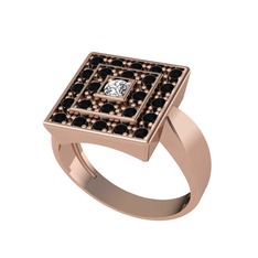 Swarovski ve siyah zirkon 8 ayar rose altın yüzük