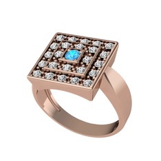 Daria Yüzük - Akuamarin ve swarovski 18 ayar rose altın yüzük #7rfyih