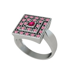 Daria Yüzük - Rodolit garnet ve pembe kuvars 925 ayar gümüş yüzük #9wu4et