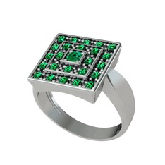 Daria Yüzük - Yeşil kuvars 14 ayar beyaz altın yüzük #b1noq7