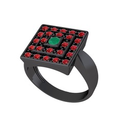 Daria Yüzük - Kök zümrüt ve garnet 925 ayar siyah rodyum kaplama gümüş yüzük #bcohe3