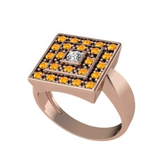 Swarovski ve sitrin 14 ayar rose altın yüzük
