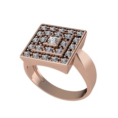 Daria Yüzük - Swarovski ve pırlanta 14 ayar rose altın yüzük (0.48 karat) #f7ms08