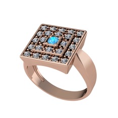 Daria Yüzük - Akuamarin ve pırlanta 14 ayar rose altın yüzük (0.48 karat) #hl34zk