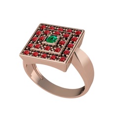 Daria Yüzük - Yeşil kuvars ve garnet 8 ayar rose altın yüzük #idovcp