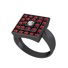 Daria Yüzük - Swarovski ve garnet 925 ayar siyah rodyum kaplama gümüş yüzük #iezm1z