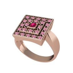 Daria Yüzük - Rodolit garnet ve pembe kuvars 18 ayar rose altın yüzük #ir89b1