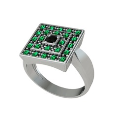 Daria Yüzük - Siyah zirkon ve yeşil kuvars 925 ayar gümüş yüzük #jicwdt