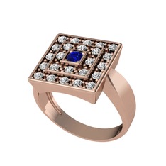 Daria Yüzük - Lab safir ve swarovski 14 ayar rose altın yüzük #jqpt5n