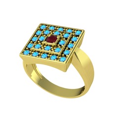 Daria Yüzük - Kök yakut ve akuamarin 8 ayar altın yüzük #kz2i4w