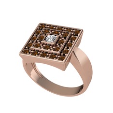 Swarovski ve dumanlı kuvars 18 ayar rose altın yüzük