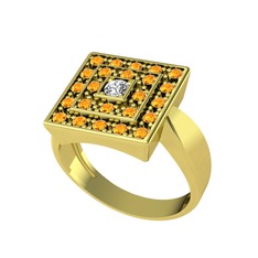 Daria Yüzük - Swarovski ve sitrin 925 ayar altın kaplama gümüş yüzük #m88hog