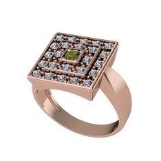 Daria Yüzük - Peridot ve pırlanta 14 ayar rose altın yüzük (0.48 karat) #r4akyh