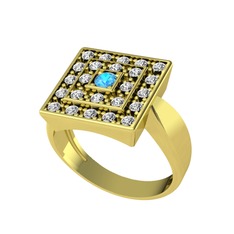 Daria Yüzük - Akuamarin ve swarovski 14 ayar altın yüzük #s3p39g