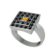 Daria Yüzük - Sitrin ve siyah zirkon 925 ayar gümüş yüzük #u05v7u