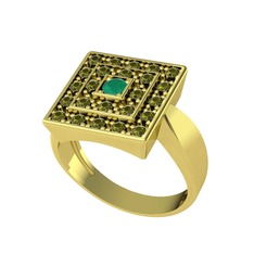 Daria Yüzük - Kök zümrüt ve peridot 8 ayar altın yüzük #u2xseu