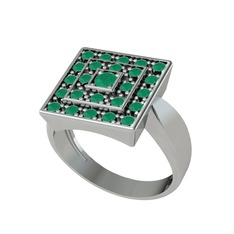 Daria Yüzük - Kök zümrüt 8 ayar beyaz altın yüzük #umm65y