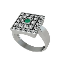 Daria Yüzük - Kök zümrüt ve swarovski 14 ayar beyaz altın yüzük #vfjn1y