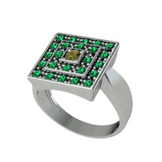 Daria Yüzük - Peridot ve yeşil kuvars 8 ayar beyaz altın yüzük #x7g1kp